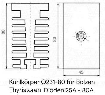 Technische Zeichnung eines Kühlkörpers