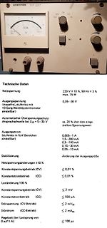 Labornetzteil und technische Daten