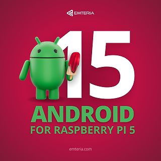 Werbegrafik Android 15 für Raspberry Pi 5