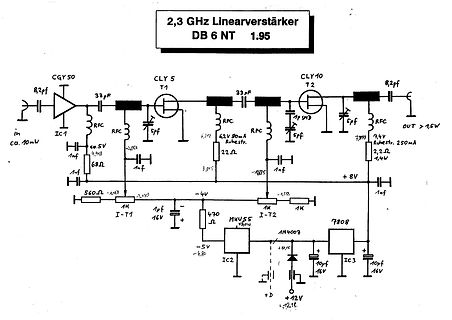 Schaltplan eines 2,3 GHz Linearverstärkers