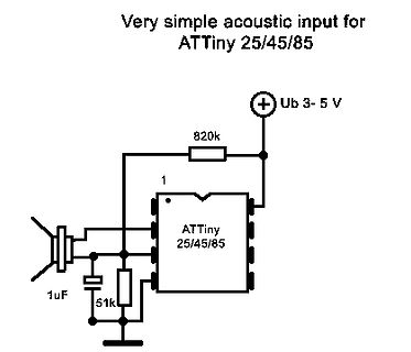Schaltplan für akustischen Eingang ATTiny