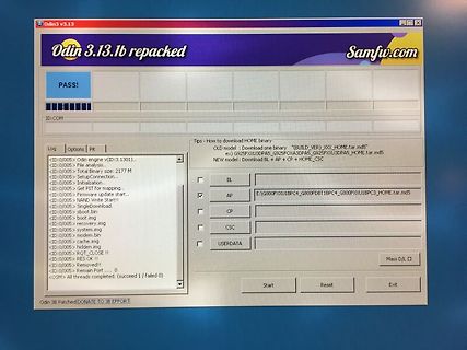 Foto eines Computerbildschirms mit Odin Software
