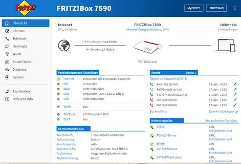 Benutzeroberfläche einer FRITZ!Box 7590 Übersicht