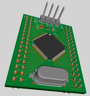 3D-CAD-Modell einer Leiterplatte mit Mikrocontroller