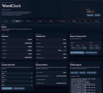 Benutzeroberfläche einer Web-App für Hardware-Statusinformationen