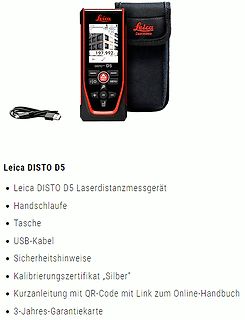 Leica DISTO D5 Laserdistanzmessgerät mit Zubehör