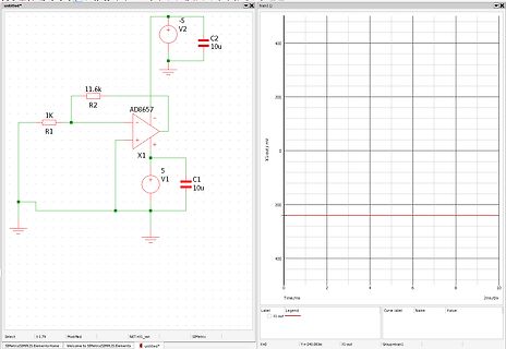Schaltplan und Oszilloskop-Simulation in SIMetrix