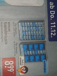 Prospektseite mit Aufbewahrungsboxen