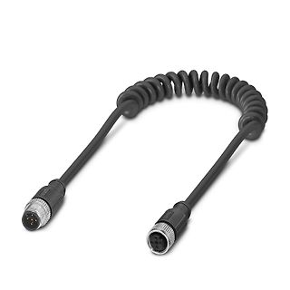 Spiralgebundenes Kabel mit M12-Steckern