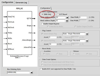 Konfigurationsmenü eines FIFO-IP-Cores
