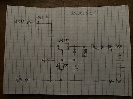 Handgezeichneter Schaltplan eines LM317 Spannungsreglers