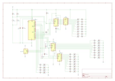 Schaltplan mit ATmega8 und 74HC595 Schieberegistern