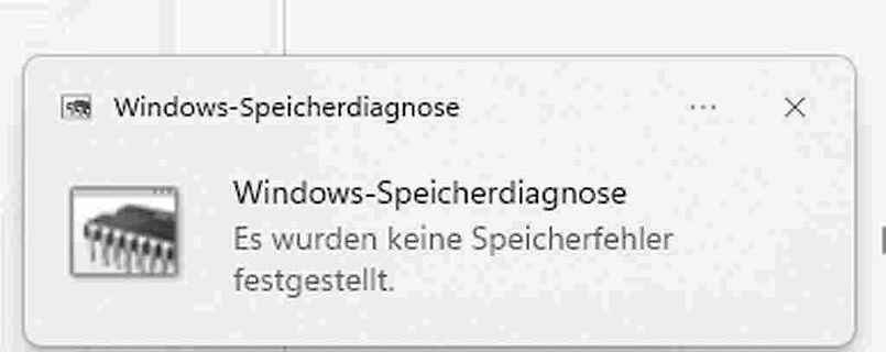 Windows-Speicherdiagnose Fehlermeldung