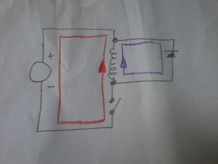 Handgezeichneter Schaltplan mit Spule und Diode
