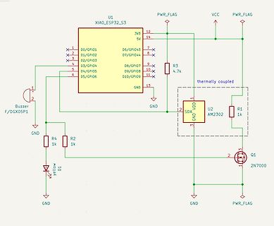 Schaltplan mit XIAO_ESP32_S3, Buzzer und MOSFET