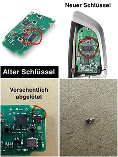 Vergleich von Leiterplatten eines Autoschlüssels
