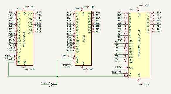 Schaltplan einer Speicheranbindung mit W24256 und SST39SF040