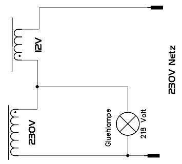 Schaltplan eines Transformators mit Glühlampe