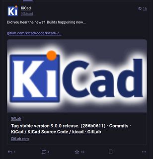 Twitter Post über KiCad 9.0.0 Release
