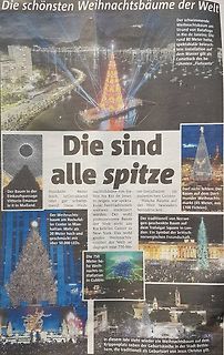 Zeitschriftenseite über Weihnachtsbäume