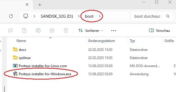 Windows Explorer Dateimanager auf USB-Stick