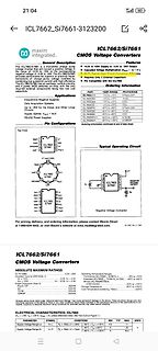 Datenblatt ICL7662/Si7661 CMOS Voltage Converter