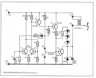 Schaltplan einer High Speed Transistorzündung