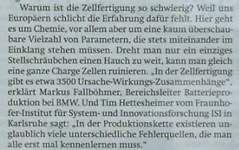 Zeitungsartikel über Zellfertigung