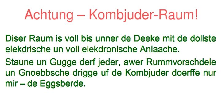 Textbild in Dialekt