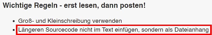 Regeln für Forenbeiträge