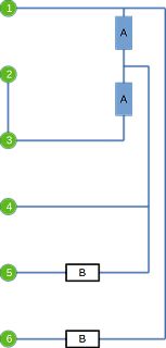 Einfacher Schaltplan mit Knotenpunkten und Bauteilen