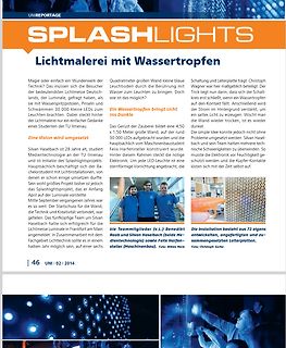 Magazinartikel über Lichtmalerei mit Wassertropfen