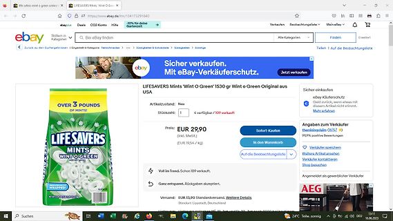 eBay-Produktseite für Life Savers Mints