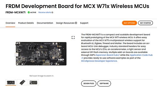 Webseite des FRDM-MCXW71 Development Board