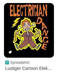 Comic-Illustration eines elektrisierten Elektrikers
