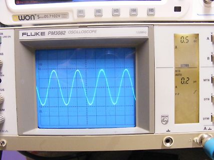 Fluke PM3082 Oszilloskop mit Sinuswelle