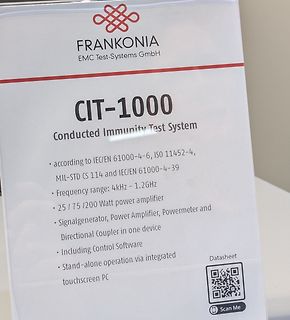Produktschild eines CIT-1000 Testsystems