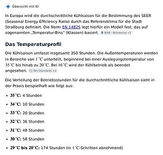Text über Kühl saison und Temperaturprofile