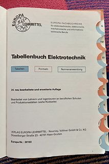 Titelblatt eines Tabellenbuchs Elektrotechnik