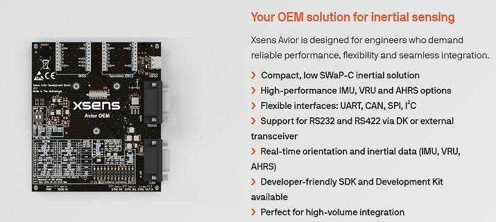 Produktwerbung Xsens Avior OEM Inertial Sensing Lösung
