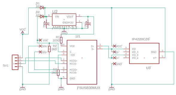 Schaltplan mit AMS1117-3,3 und IP4220CZ6