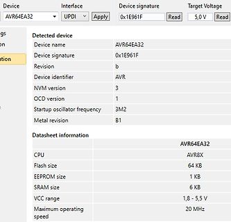 Software-Screenshot eines AVR-Mikrocontrollers