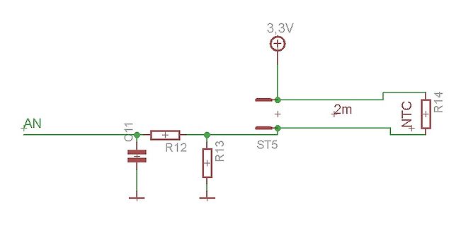 Schaltplanausschnitt mit NTC-Temperaturfühler