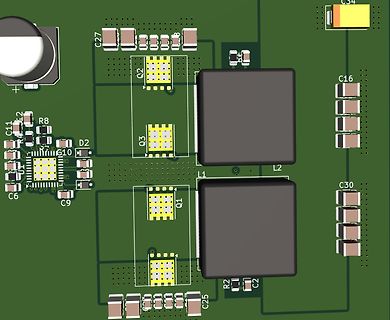 CAD-Ansicht eines Leiterplatten-Layouts