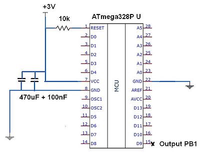 Schaltplan eines ATmega328P Mikrocontrollers