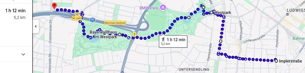Google Maps Routenplanung München