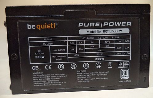 Typenschild eines be quiet! Netzteils