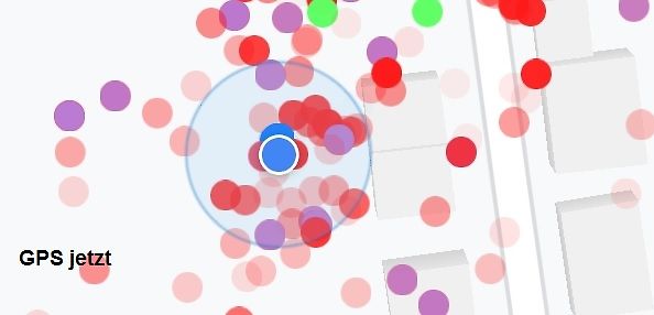 GPS-Positionsanzeige mit Markierungen