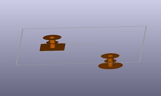 CAD-Ansicht zweier Bauteile auf einer transparenten Fläche