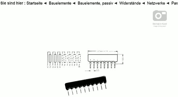 Website-Ausschnitt mit Bauteilabbildung und technischen Zeichnungen